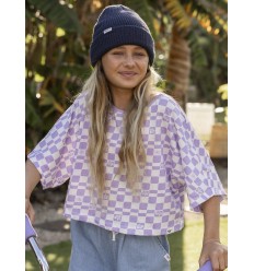 CAMISETA ROXY DE CUADRADITOS LILAS INFANTIL 2