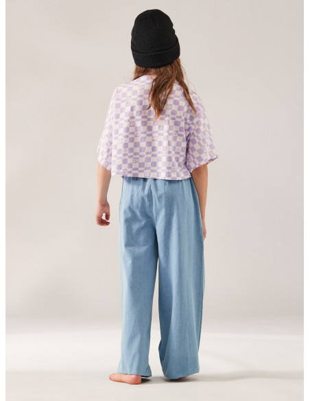 CAMISETA ROXY DE CUADRADITOS LILAS INFANTIL