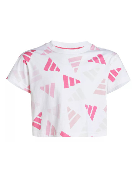 CAMISETA CORTA DE NIÑA ADIDAS BLANCA ROSA