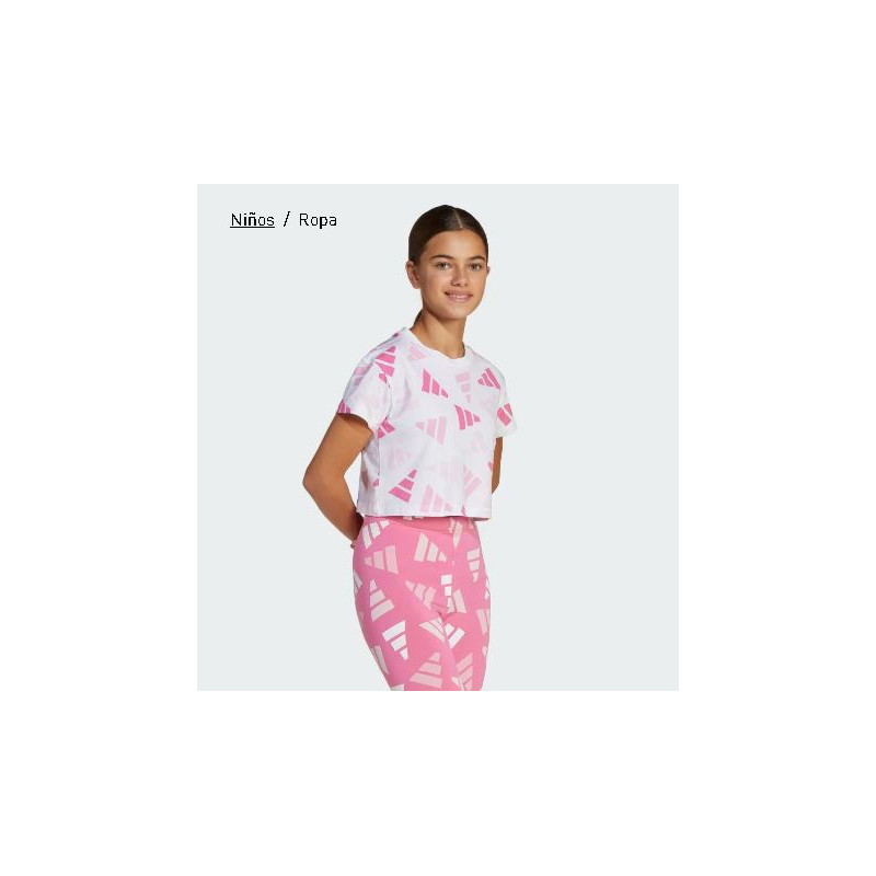 CAMISETA CORTA DE NIÑA ADIDAS BLANCA ROSA