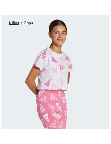 CAMISETA CORTA DE NIÑA ADIDAS BLANCA ROSA