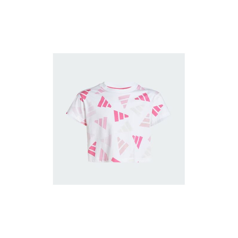 CAMISETA CORTA DE NIÑA ADIDAS BLANCA ROSA