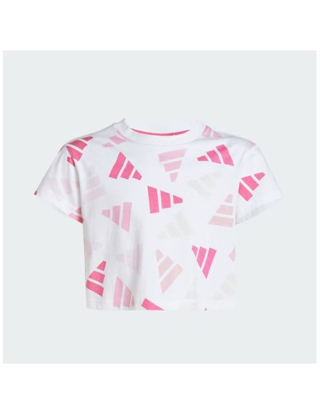 CAMISETA CORTA DE NIÑA ADIDAS BLANCA ROSA