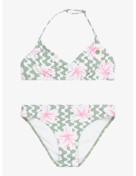 BIKINI DEPORTIVO PARA NIÑA, MARCA ROXY ESTAMPADO VERDES