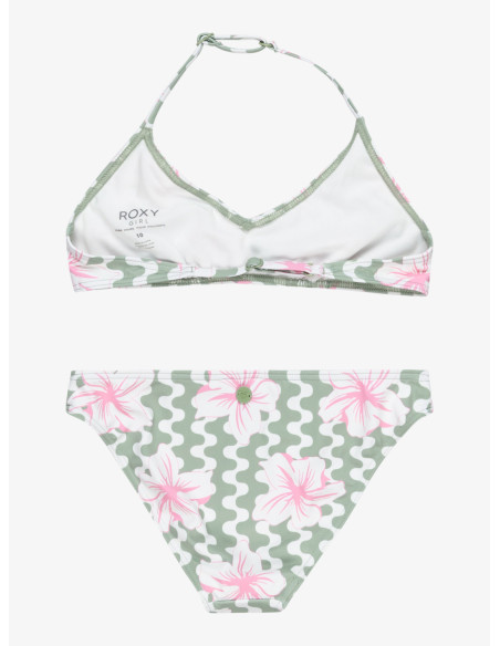 BIKINI DEPORTIVO PARA NIÑA, MARCA ROXY ESTAMPADO VERDES
