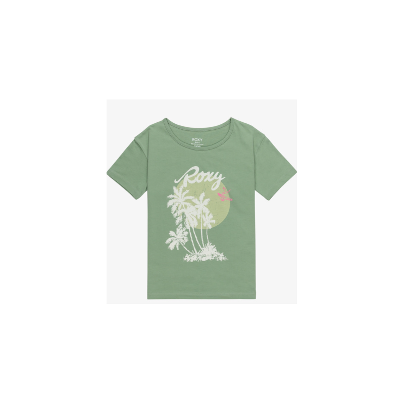 CAMISETA MANGA CORTA PALMERAS NIÑA ROXY COLOR VERDE
