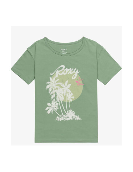 CAMISETA MANGA CORTA PALMERAS NIÑA ROXY COLOR VERDE