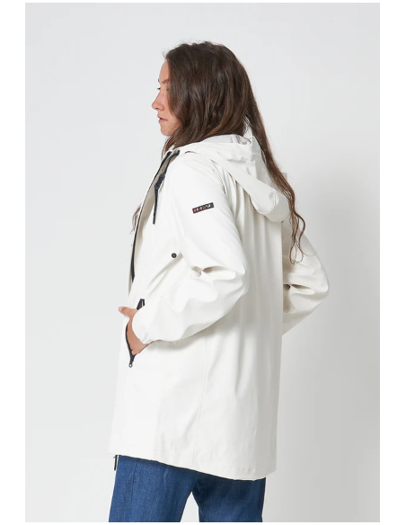 GABARDINA ENGOMADA LARGA BATELA COLOR BLANCO