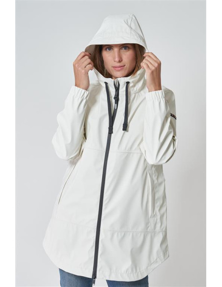 GABARDINA ENGOMADA LARGA BATELA COLOR BLANCO