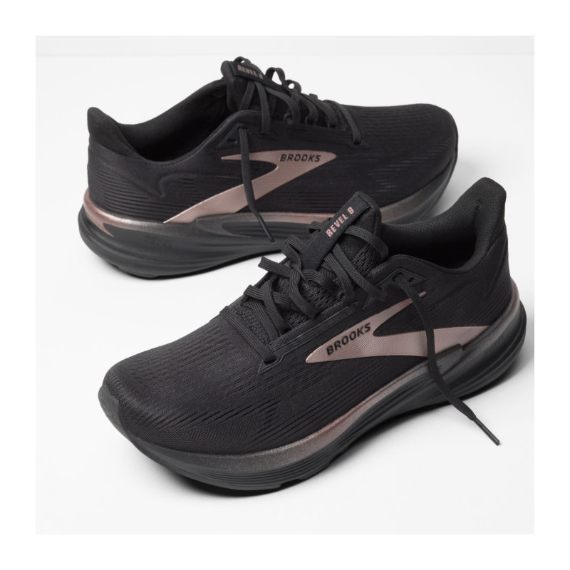 ZAPATILLA RUNNING BROOKS REVEL 8 NGR/ORO