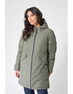 ABRIGO DE MUJER PLUMIFERO INTERIOR COLOR KAKI MARCA BATELA 2