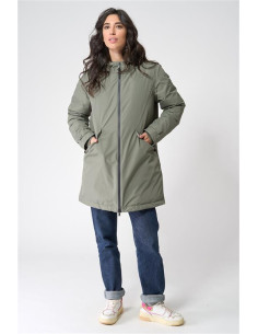 ABRIGO DE MUJER PLUMIFERO INTERIOR COLOR KAKI MARCA BATELA