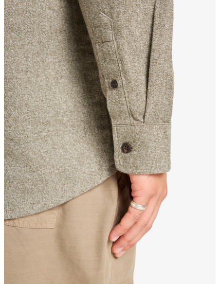 CAMISA HOMBRE FRANELA TEJIDO AGRADABLE JASPEADO VERDOSO MARCA QUIKSILVER