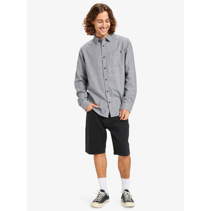 CAMISA HOMBRE FRANELA TEJIDO AGRADABLE JASPEADO AZUL GRIS MARCA QUIKSILVER