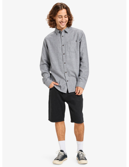 CAMISA HOMBRE FRANELA TEJIDO AGRADABLE JASPEADO AZUL GRIS MARCA QUIKSILVER