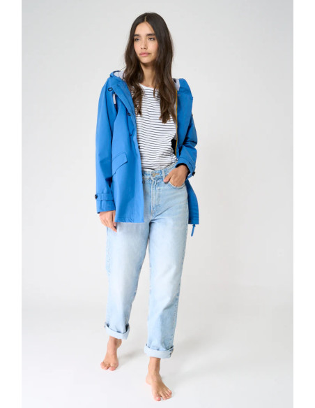 GABARDINA BATELA AZUL ALGODÓN