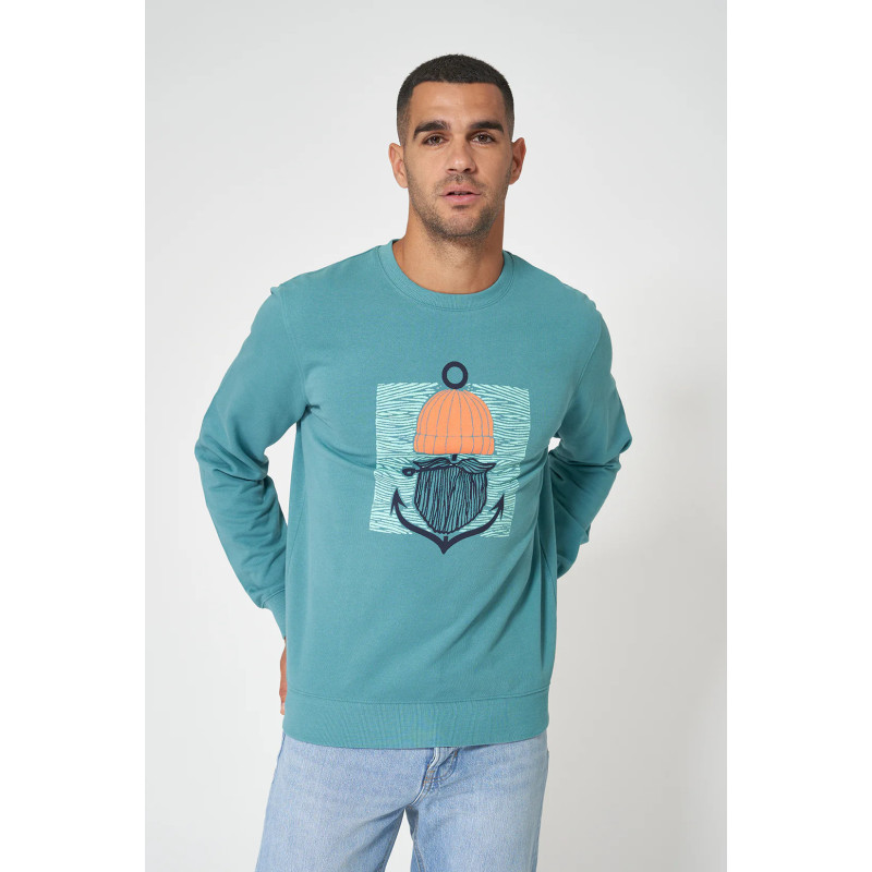SUDADERA BATELA TERRY DIBUJO MARINERO AZUL