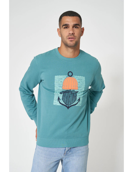 SUDADERA BATELA TERRY DIBUJO MARINERO AZUL