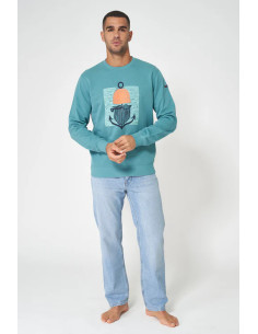 SUDADERA BATELA TERRY DIBUJO MARINERO AZUL