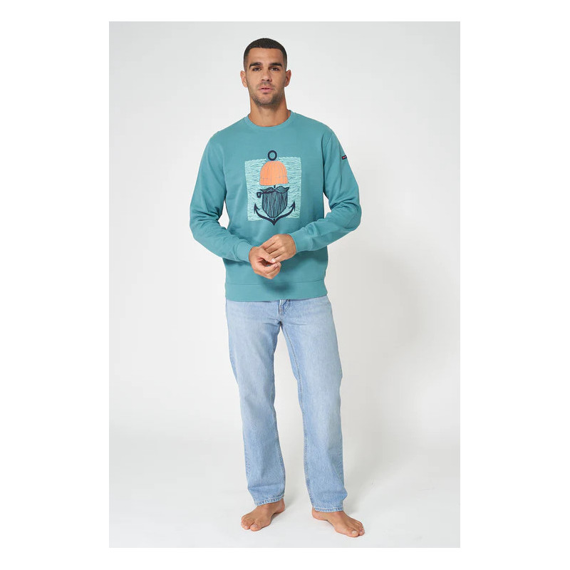 SUDADERA BATELA TERRY DIBUJO MARINERO AZUL