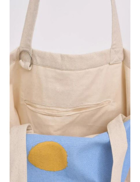 BOLSO EN ALGODÓN CANVAS MOTIVOS SOL Y OLAS