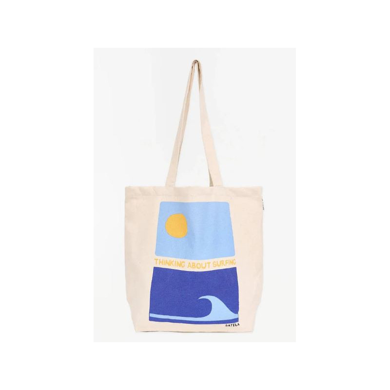 BOLSO EN ALGODÓN CANVAS MOTIVOS SOL Y OLAS