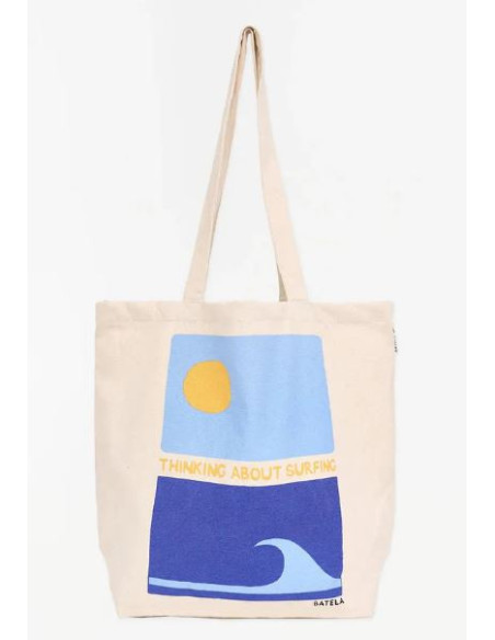 BOLSO EN ALGODÓN CANVAS MOTIVOS SOL Y OLAS