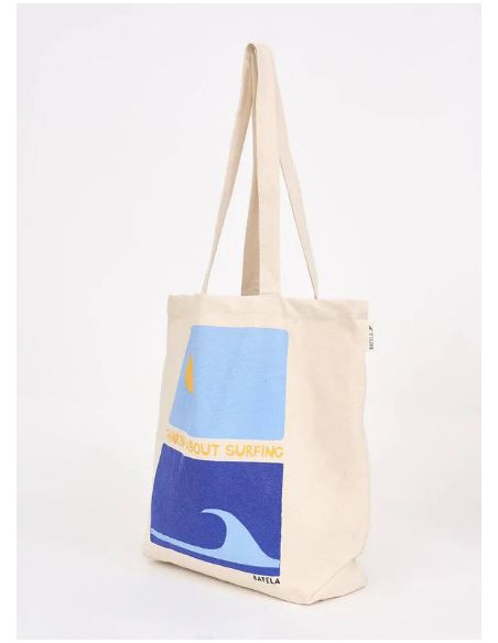 BOLSO EN ALGODÓN CANVAS MOTIVOS SOL Y OLAS